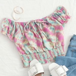 Tie front tye-dye top size XS